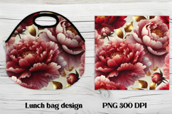 Flower peony gold lunch bag design | Floral lunch bag design Product Image 1