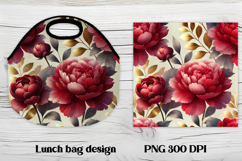 Flower peony gold lunch bag design | Floral lunch bag design Product Image 1