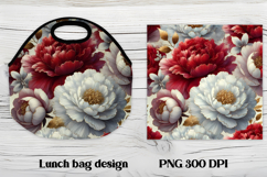 Flower peony gold lunch bag design | Floral lunch bag design Product Image 1