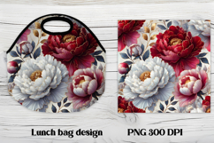 Flower peony gold lunch bag design | Floral lunch bag design Product Image 1
