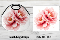 Flower peony gold lunch bag design | Floral lunch bag design Product Image 1