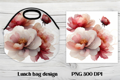 Flower peony gold lunch bag design | Floral lunch bag design Product Image 1