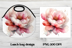 Flower peony gold lunch bag design | Floral lunch bag design Product Image 1