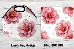 Flower peony gold lunch bag design | Floral lunch bag design Product Image 1