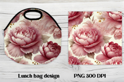 Flower peony gold lunch bag design | Floral lunch bag design Product Image 1