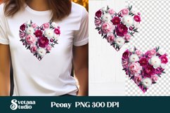 Peonies clipart PNG | Peony heart sublimation design Product Image 1