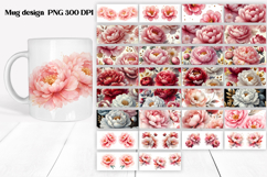 Peony flower mug wrap sublimation | Flower mug background Product Image 1