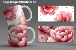 Peony flower mug wrap sublimation | Flower mug background Product Image 1