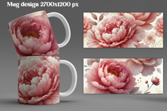Peony flower mug wrap sublimation | Flower mug background Product Image 1
