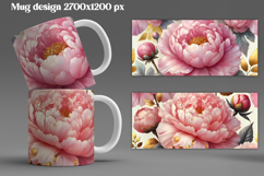 Peony flower mug wrap sublimation | Flower mug background Product Image 6