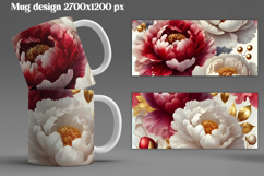Peony flower mug wrap sublimation | Flower mug background Product Image 1