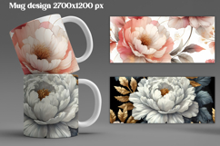 Peony flower mug wrap sublimation | Flower mug background Product Image 1