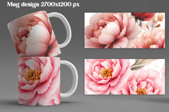 Peony flower mug wrap sublimation | Flower mug background Product Image 1