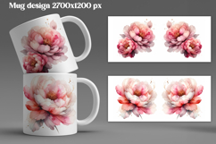 Peony flower mug wrap sublimation | Flower mug background Product Image 1