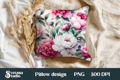 Peonies flower pillow design | Flower digital paper Product Image 1