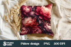 Peonies flower pillow design | Flower digital paper Product Image 1