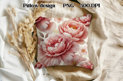 Peonies flower pillow PNG design | Flower digital paper Product Image 1