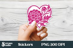 Flower stickers PNG | Printable Valentines stickers PNG Product Image 1