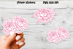 Peony flower sticker printable | Floral sticker PNG design Product Image 1