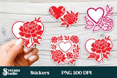 Flower stickers PNG | Printable Valentines stickers PNG Product Image 1