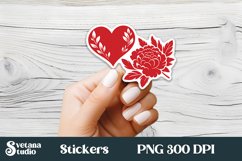 Flower stickers PNG | Printable Valentines stickers PNG Product Image 1