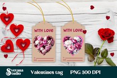 Valentines gift tags printable | Flower peonies gift tag PNG Product Image 1