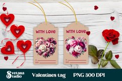 Valentines gift tags printable | Flower peonies gift tag PNG Product Image 1