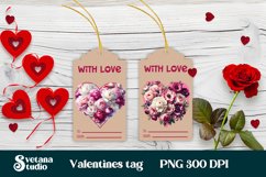 Valentines gift tags printable | Flower peonies gift tag PNG Product Image 1
