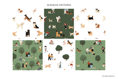 People and dogs in park illustration, dog lovers patterns Product Image 14