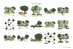 People and dogs in park illustration, dog lovers patterns Product Image 16