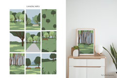 Minimalist Park Landscapes, Nature Vector Illustration Product Image 3