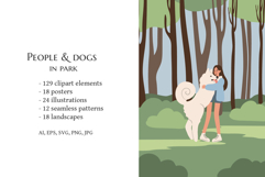 People and dogs in park illustration, dog lovers patterns Product Image 2