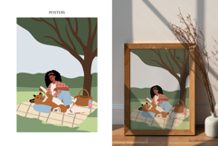 People and dogs in park illustration, dog lovers patterns Product Image 4