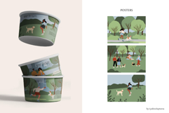 People and dogs in park illustration, dog lovers patterns Product Image 6