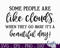 Farmhouse Funny Round Sign Svg, People Are Like Clouds Product Image 2