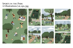 People playing sport illustration, Outdoor activities poster Product Image 1