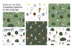 Park activity seamless patterns, People playing sports set Product Image 1