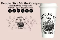 people give me the creeps Halloween starbucks 16oz hot cup tumbler wrap svg presized template for tumbler grande suitable for cricut and silhouette