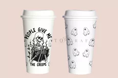 people give me the creeps Halloween starbucks 16oz hot cup tumbler wrap svg presized template for tumbler grande suitable for cricut and silhouette