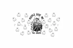 people give me the creeps Halloween starbucks 16oz hot cup tumbler wrap svg presized template for tumbler grande suitable for cricut and silhouette