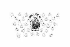 People Give Me the Creeps halloween starbucks 24oz cold cup wrap svg presized template for tumbler venti suitable for cricut and silhouette