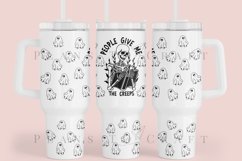 People Give Me the Creeps Halloween 40oz quencher tumbler sublimation full wrap high resolution transparant background