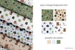 People in Park Illustration Set, Patterns and Landscapes Product Image 10