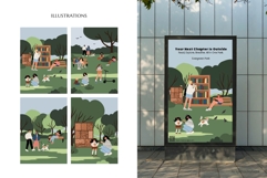 People in Park Illustration Set, Patterns and Landscapes Product Image 3
