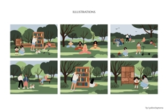 People in Park Illustration Set, Patterns and Landscapes Product Image 6
