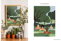Diverse People Relaxing in Park Illustration Set Product Image 6