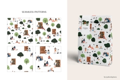 Seamless patterns featuring diverse people in park scenes Product Image 2
