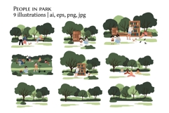Vector Illustrations of People in Park and Nature Scenes Product Image 1