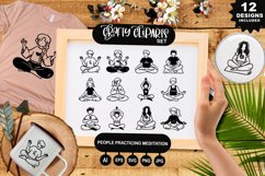 People Practicing Meditation Clipart Set Product Image 1
