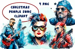 Watercolor Christmas people cong clipart winter Sublimation Product Image 1